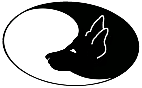Dogwagger logo: a yin/yang symbol subtly modified with a dog head jutting from the dark region